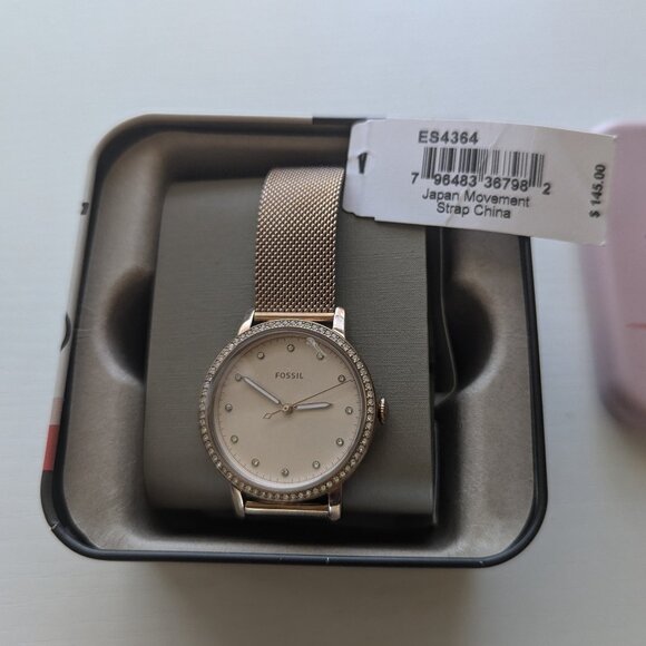 NEW Fossil Women's Neely Three-Hand Pastel Pink Stainless Steel Watch ES4364 - Picture 3 of 4